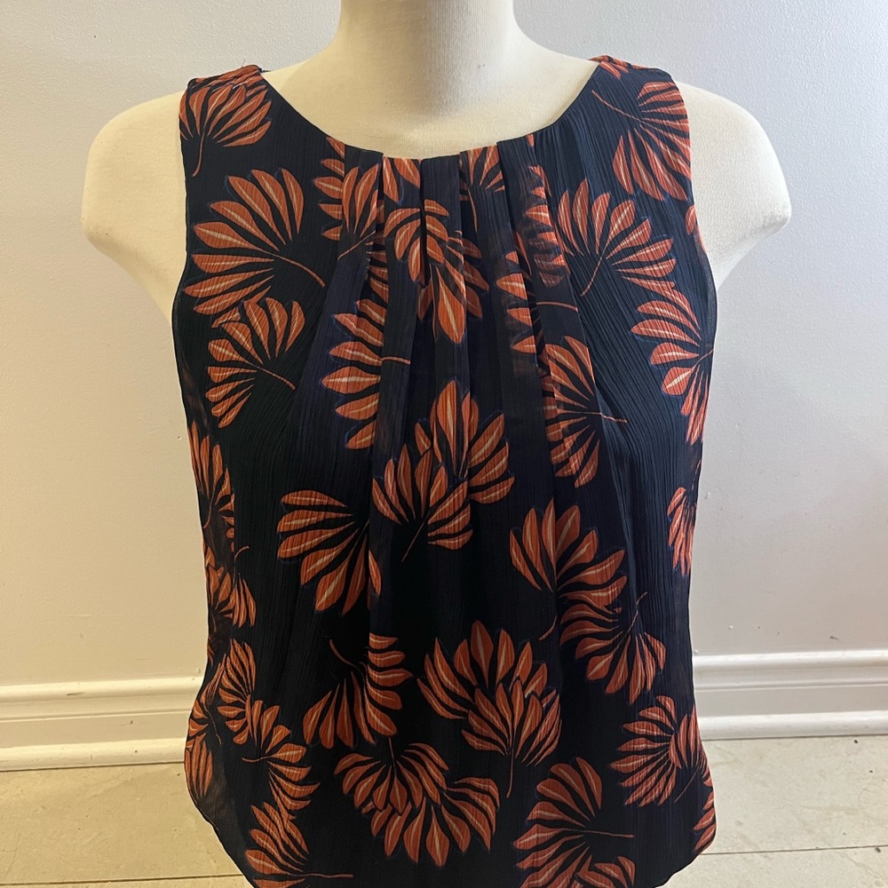 Vero Moda Orange and Pink Sleeveless Pleated Blouse